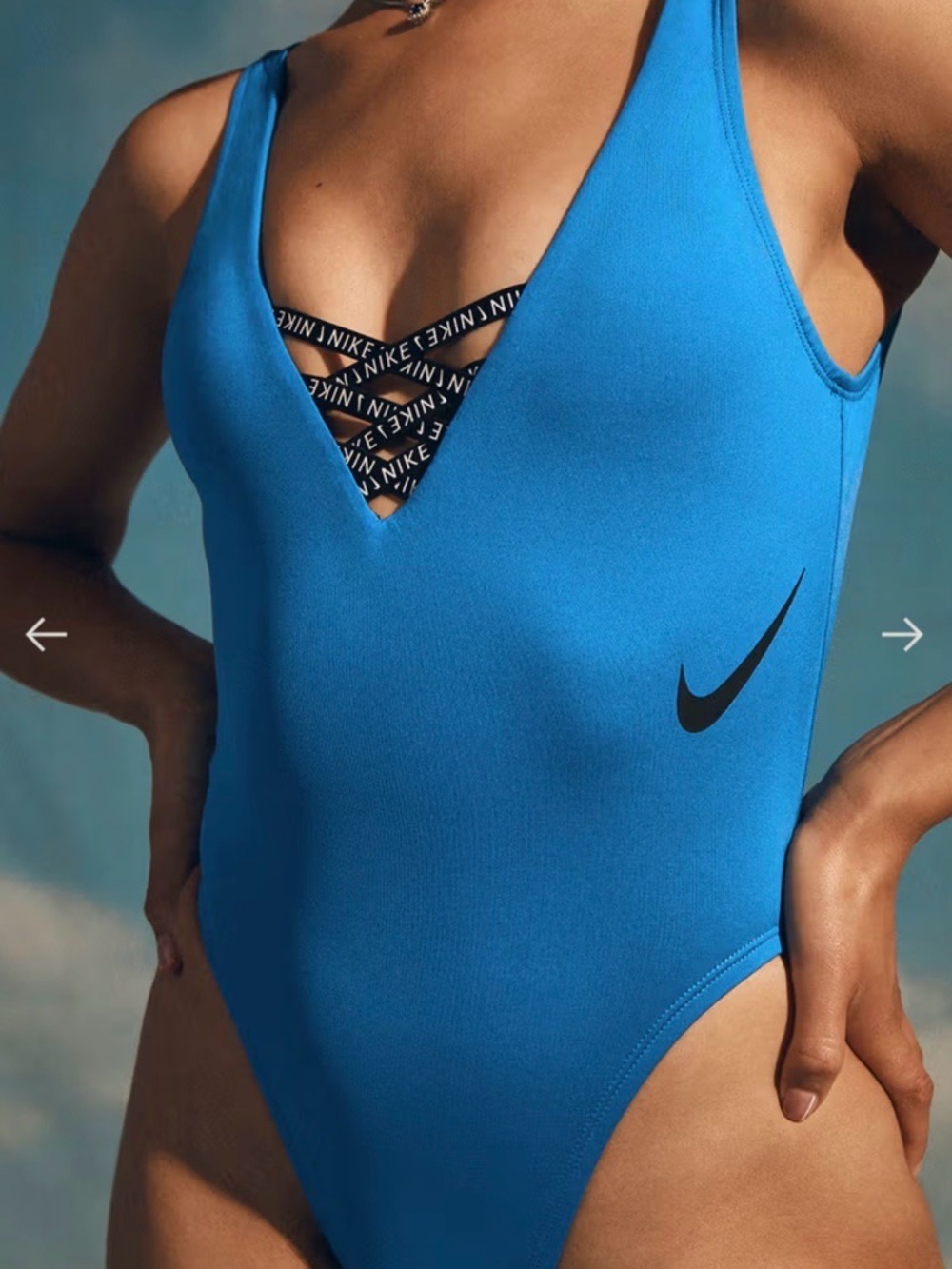 Nike Sneakerini One Piece Swimsuit Small U Back Pacific Blue NWT Athletic Beach